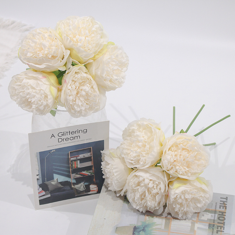 Foreign trade handmade artificial flower 5 parrot mouth peony artificial flower peony artificial flower wedding ins home decoration wholesale