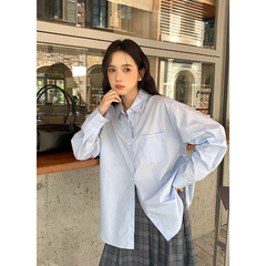 衣尔衫 精致衬衫控 刺绣韩系口袋松弛感衬衣女翻领长袖气质0526