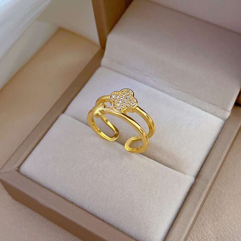 Offener Zweilagiger Ring Mit Zirkonia Für Damen Moderner Schmuck_voghion.com