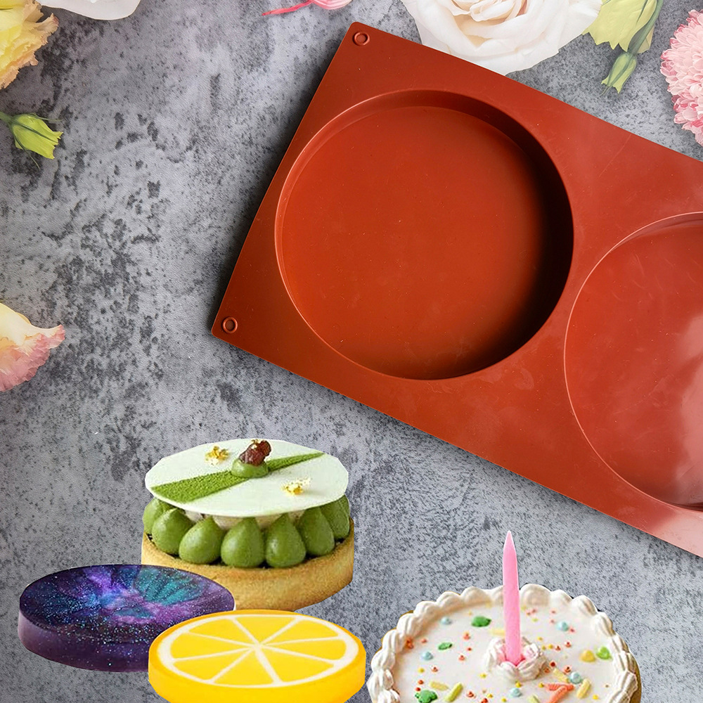 Silicone 2 discos 250 molde de pastel helado gelatina pudín jabón molde de pastel mousse