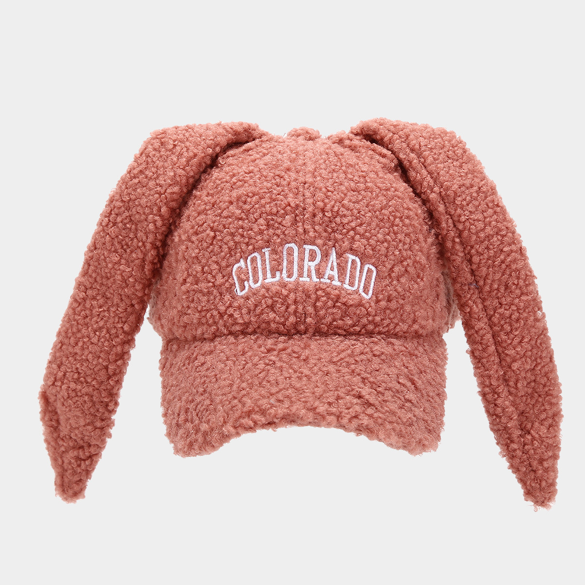 Líderes de moda de moda bordadas letras de peluche gorra de béisbol de peluche orejas de conejo adorables gorra de invierno