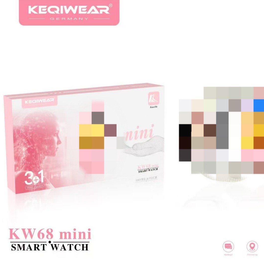 Cross-Border New Kw68Mini Smart Watch Women's Heart Rate Sleep Sports Multi-Strap 3+1 Huaqiangbei Watch