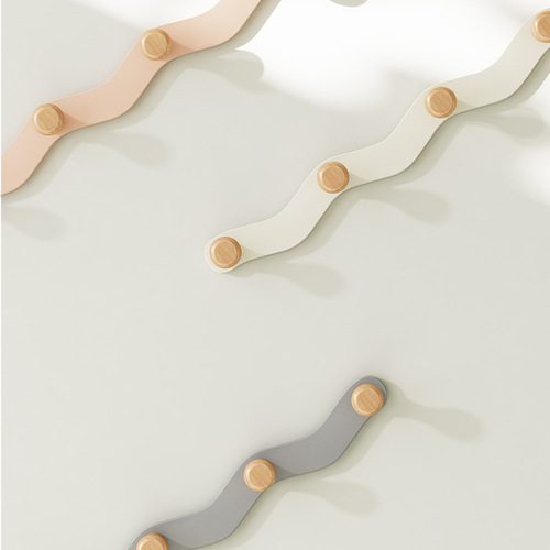 【Dropshipping】Hole-Free Wavy Wall Hook Clothes Rack for Bedroom Entrance Creative Wall Hooks Behind Door