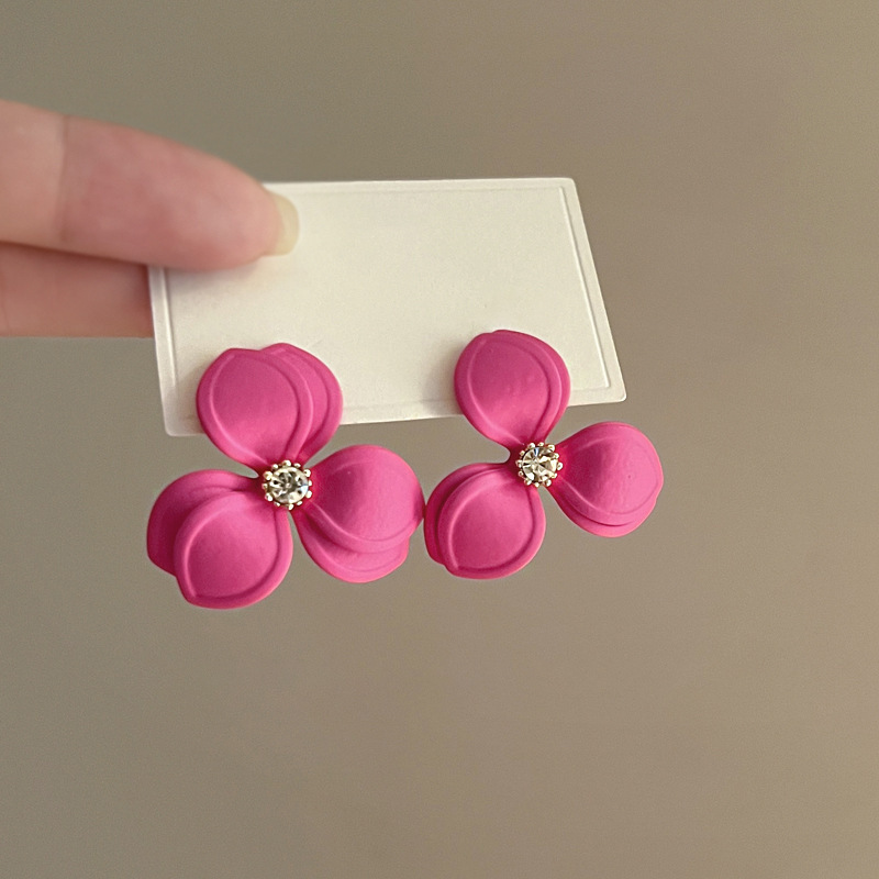 Alloy, Cloth, Seed Bead Material 1 Pair Elegant Lady Sweet Round Flower Plating Alloy Cloth Seed Bead Drop Earrings Ear Studs