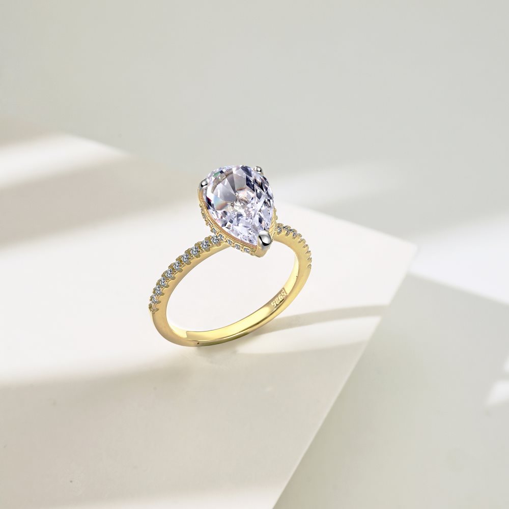 925 Sterling Silver Material 925 Sterling Silver Zircon Water Droplets Rings