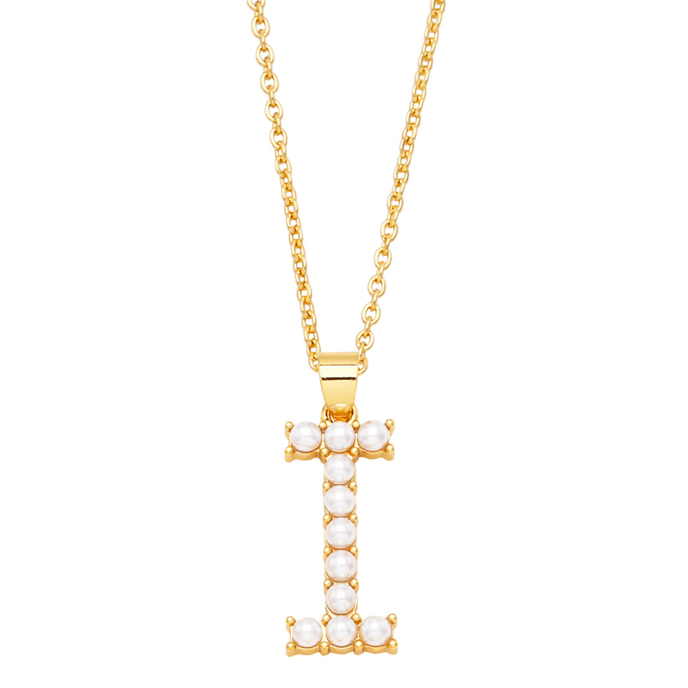 Daily Occasion Fashion Letter Imitation Pearl Copper Plating Pendant Necklace 1 Piece