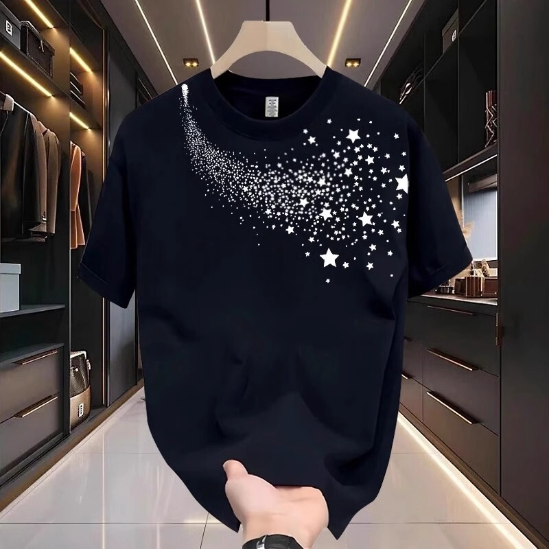 American T-shirt Men's Summer All-match Trendy Brand Loose Round Neck Pure Cotton Puffy Handsome Fashionable Distinctive Shoulder Half-sleeve Top American T-shirt Men's Summer All-match Trendy Brand Loose Round Neck Pure Cotton Puffy Handsome Fashionable Distinctive Shoulder Half-sleeve Top