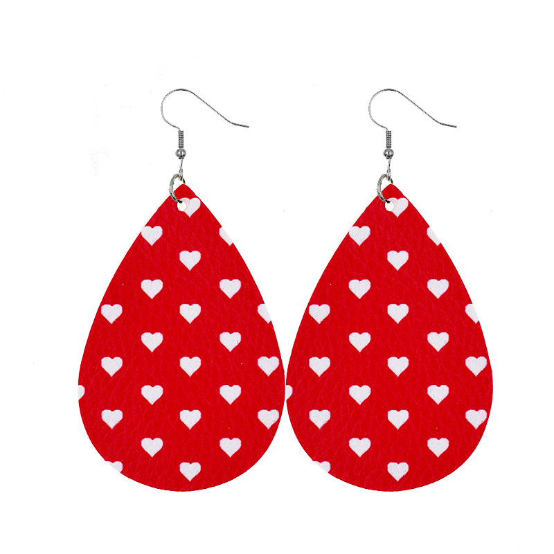 1 Pair Elegant Cartoon Style Vacation Letter Water Droplets Heart Shape Pu Leather Drop Earrings display picture 14