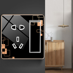 International Electrotechnical Concealed 86 Series Home One-Pole Five-Hole Black Mirror Glass Personalized Two-Pole Three-Hole Switch and Socket Panel