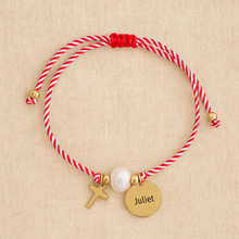 欧美跨境彩绳编织珍珠手链创意个性十字架编织礼物时尚百搭手串