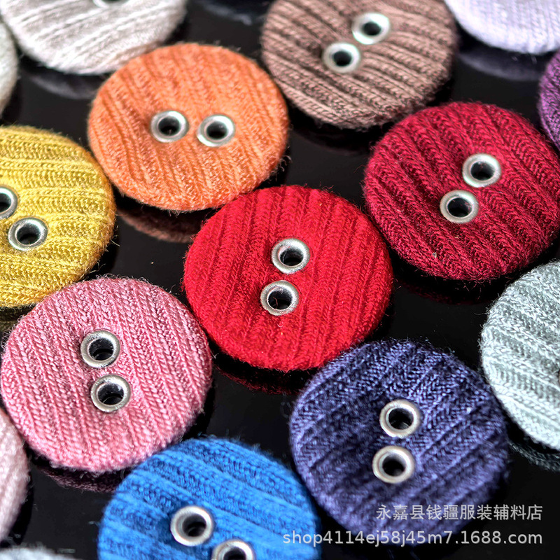 Round Colorfulful Stripesd Two-Eye Cloth Button Shirt Cardigan Sweater Long-Sleeved T-Shirt Jacket Skirt Children's Clothing Buttons