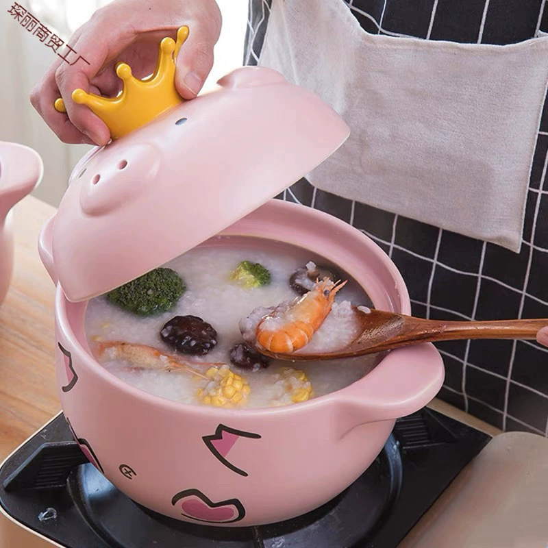 Кастрюля Hey Pig, креативная керамическая запеканка, милая мультяшная розовая двулысная, для дома, открытый огонь, газ