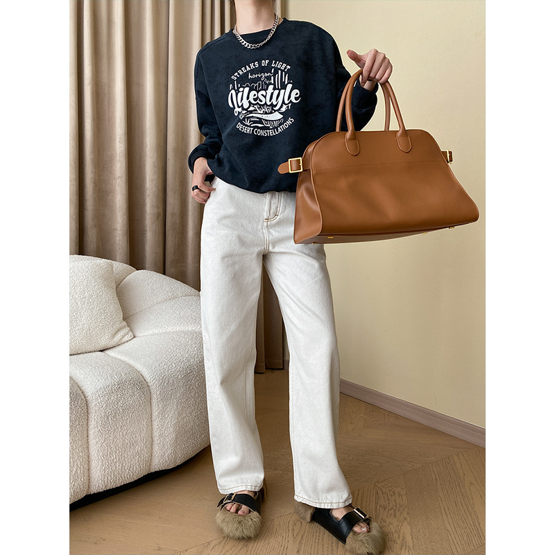 Sinan estilo americano moteado tono casual cuello redondo suelto gota-hombro suéter SN4506