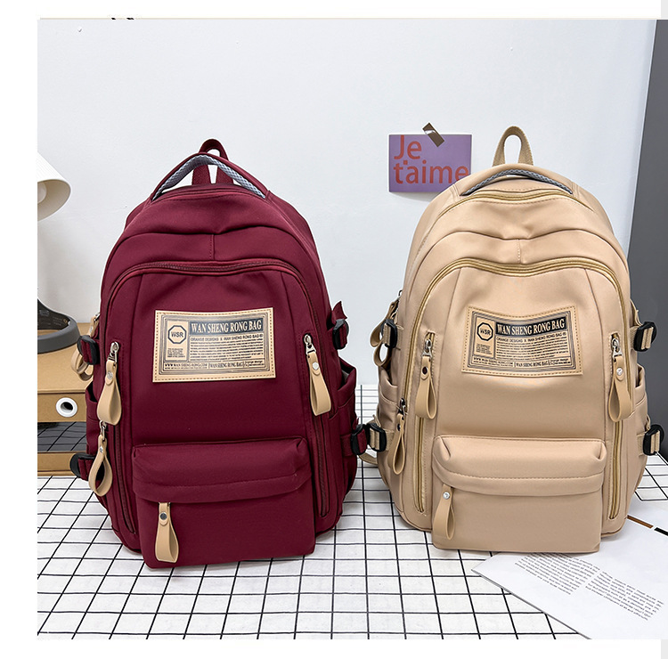 Waterproof 20 Inch Solid Color School School Backpack display picture 5