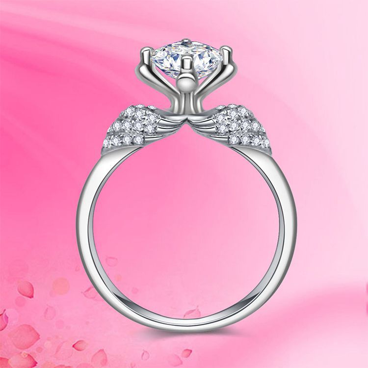 Manufactor wholesale Morsang Diamond ring 1 Carat 925 Silver-plated 18k new pattern swan Four claws goods in stock Ring