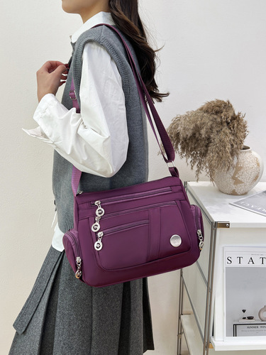 Large-capacity cross-body bag for women, multi-pocket waterproof nylon bag for middle-aged and elderly mothers, single-shoulder commuting bag, student bag