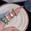 Enamel, fashionable ring, small design advanced rabbit from pearl jade, french style, flowered, on index finger, high-quality style