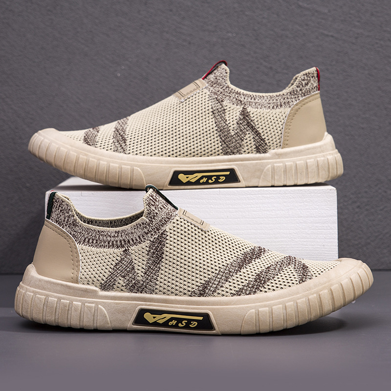 Zapatos Flyknit para hombre, estilo otoñal, zapatos sin cordones, zapatillas deportivas de exportación, modernos, ligeros, de caña baja, de malla, transpirables, informales, al por mayor