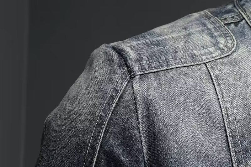 Veste en jean tendance pour homme, style rétro décontracté européen et américain, grandes tailles, col montant, fermeture éclair, idéale pour le cyclisme et la moto_voghion.com