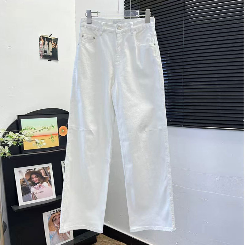 Nanyou High Version B New Style C Simple White Long Pants High Waist Versatile Jeans for Women
