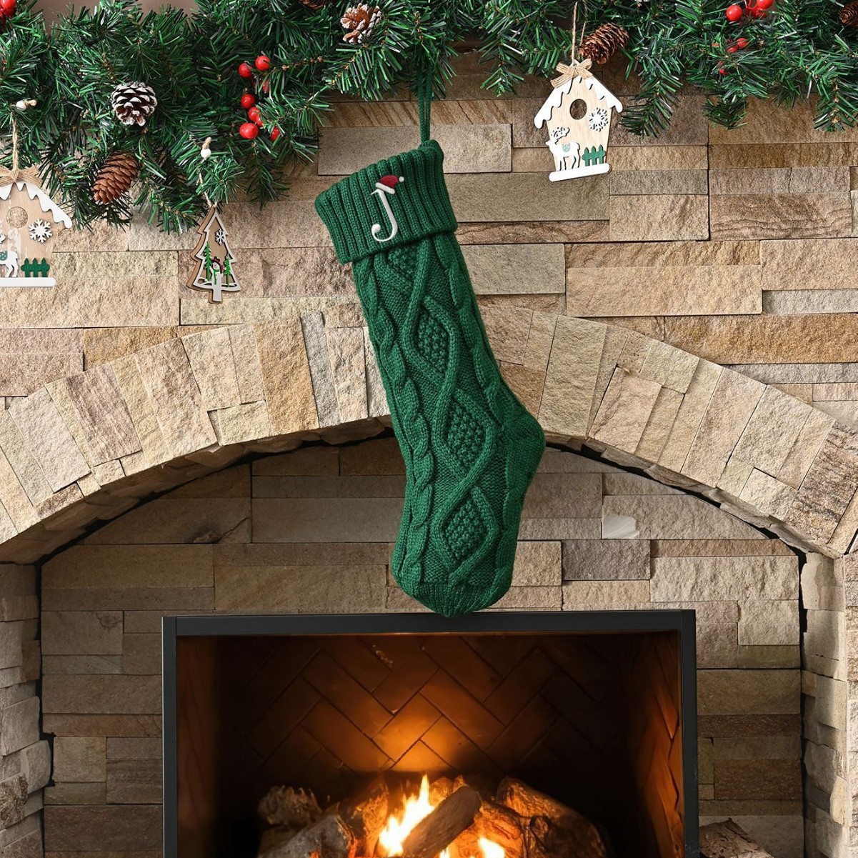 Amazon Europa y los Estados Unidos medias de Navidad personalizadas bordadas calcetines de letras de punto medias de regalo de Navidad colgantes fabricantes image 2
