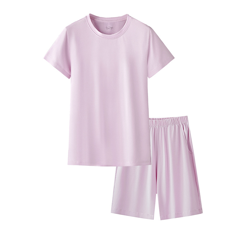 Pijama de mujer de verano de algodón mercerizado de belleza de lujo ligero, color sólido, estilo fino, estilo fino, estilo fresco informal, estilo fino, exterior