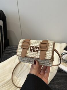 Simple, fashionable and high-end miu series new small square bag women's bag woven texture Cambridge mini shoulder crossbody bag