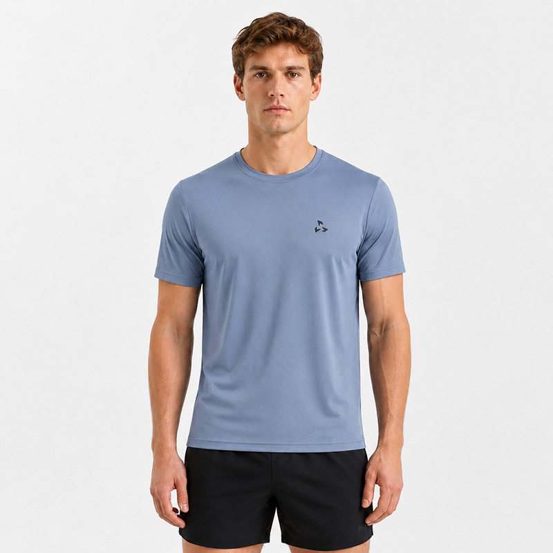 Cool-touch thin short-sleeve t-shirt for men, loose fit, seamless, large size, breathable, quick-drying sports top
