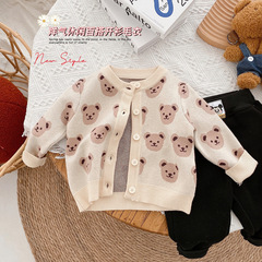 Children's bear sweater 0-6 years old spring boys' knitted cardigan girls' coat baby spring clothing baby tops trendy