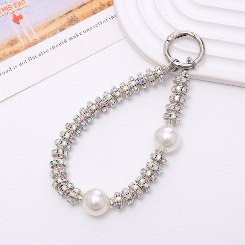Hot selling light luxury style diamond-encrusted mobile phone chain mobile phone case pendant pendant diamond ring ceramic mobile phone lanyard anti-lost mobile phone rope