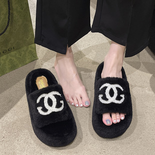 8cm Embroidered High-end Maomao Slippers 2024 New Women's Outfit Fashionable Thick Bottom Comfortable Cotton Slippers