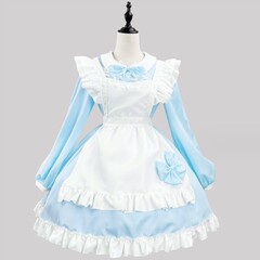 オリジナル超萌え日系白黒メイド服クロスボーダー長袖メイド服コスプレ衣装