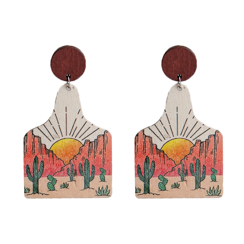 Bohemian Landscape Wood Women's Drop Earrings display picture 6