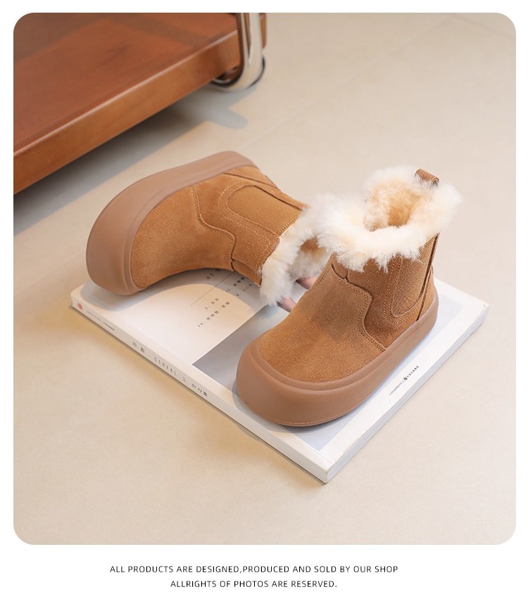 Children's Boots 2025 New Winter Big Snow Cotton Girls' Baby Fleece-Lined Kids' Shoes_voghion.com