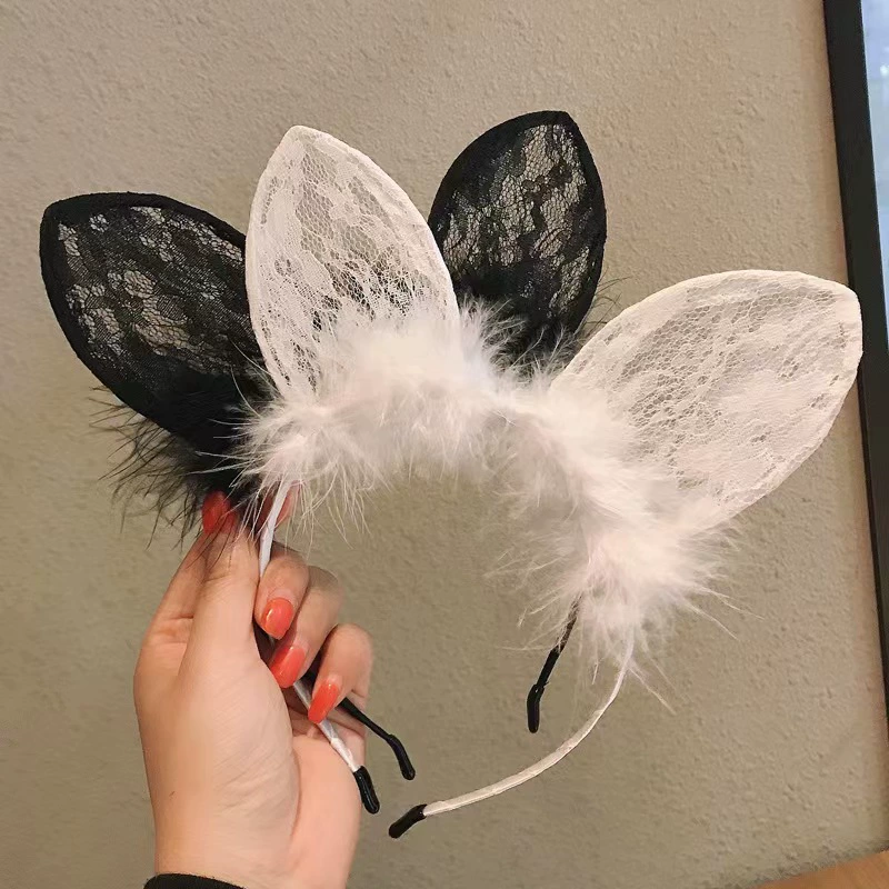 Сексуальное нижнее белье милые кружевные кошачьи уши обруч для волос женский интернет-знаменитый сексуальный кроличий ухо COS косплей оголовье украшение