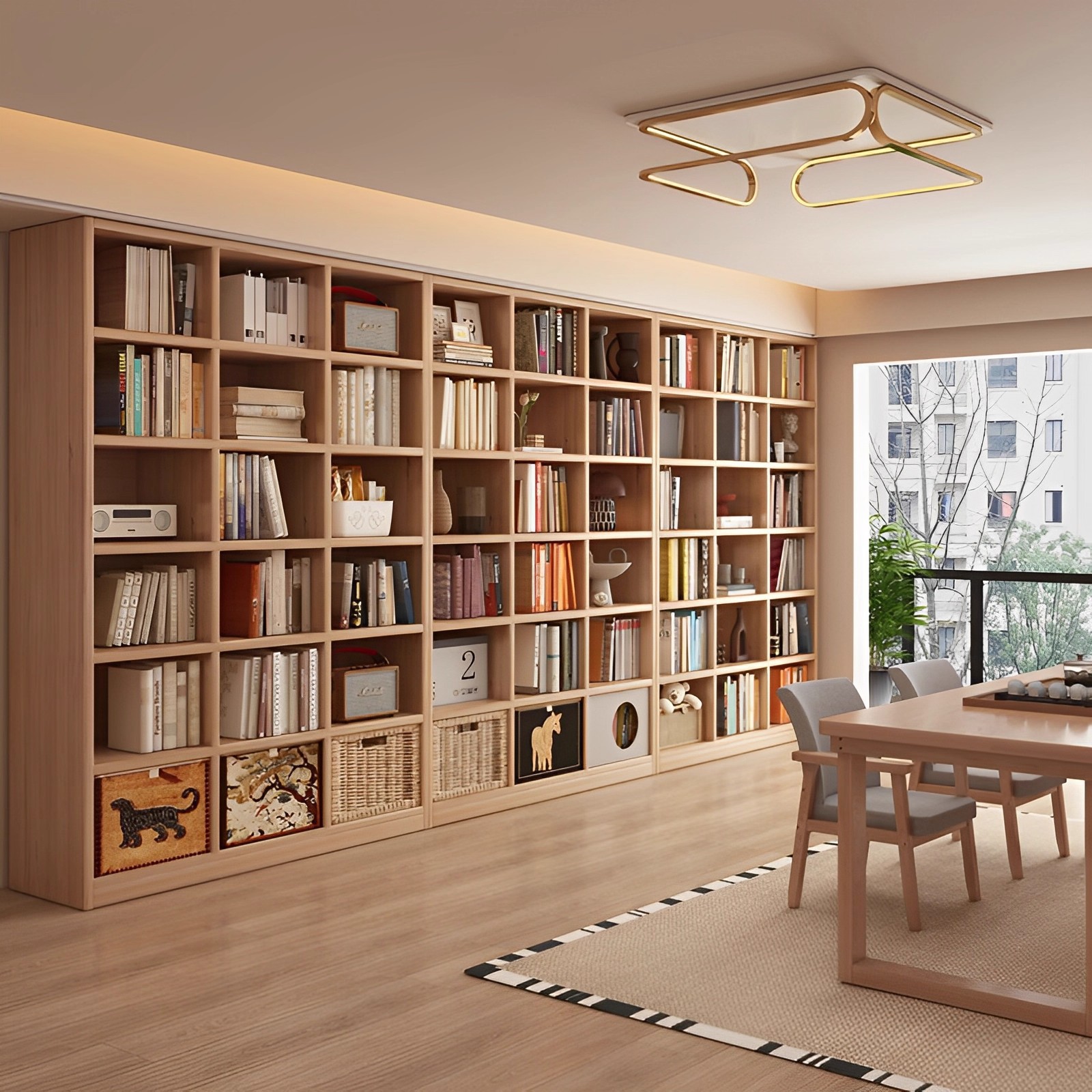 Combination Cabinet, Living Room Display Cabinet, Display Cabinet, Storage Cabinet, Doorless Storage Grid Cabinet, Integrated Wall-Mounted Half-Wall Bookcase