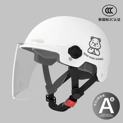 3C Safety Helmet Motorcycle Riding | Motosiklet dəbilqələri - one-size-fits-all-new-national-standard-3c-bright-moon-white-free-transparent-long-mirror-reflective-stripe-decal-little-bear