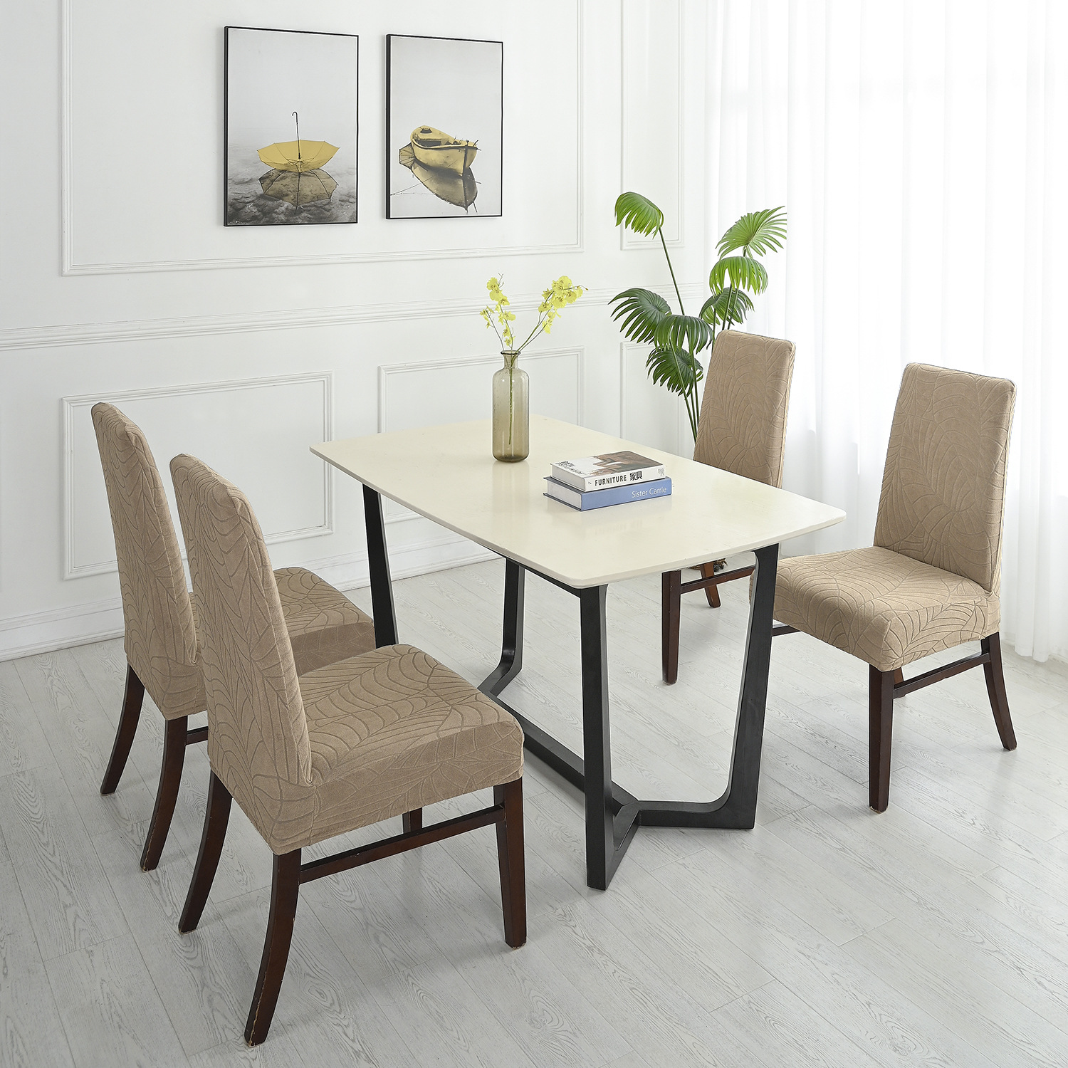 Funda de silla jacquard a prueba de salpicaduras transfronteriza, funda universal para silla de hogar, funda para media silla, funda para taburete regular