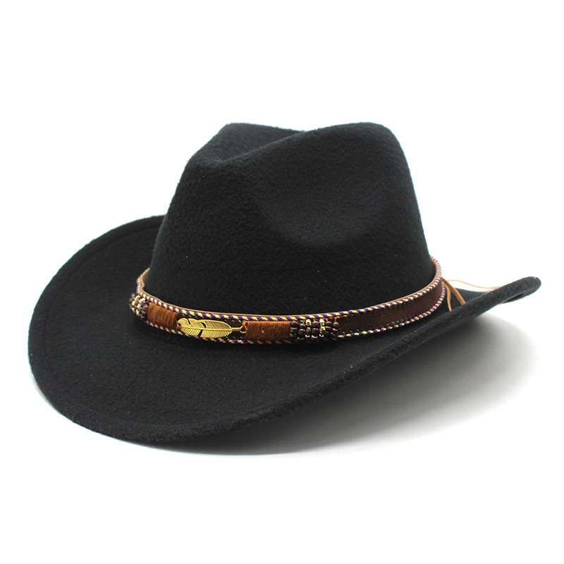 Unisex Retro Cowboy Style Solid Color Flat Eaves Fedora Hat display picture 2