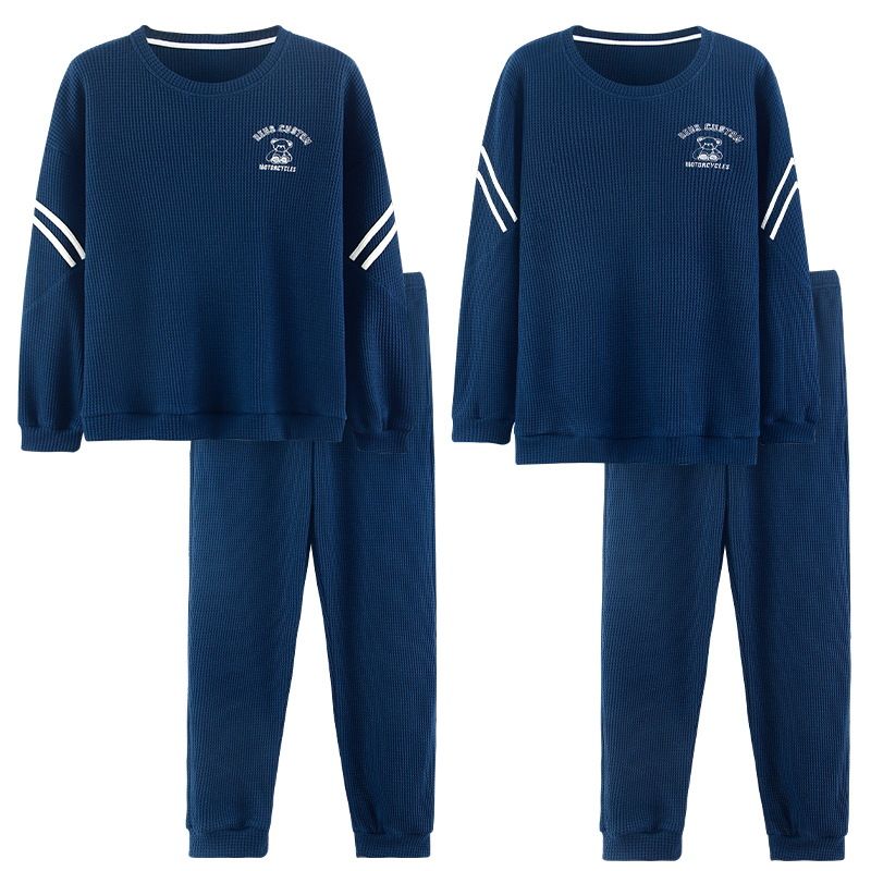 Nuevo pijama de pareja primavera y otoño damas de otoño pantalones de manga larga set simple y suelta ropa de hombre para el hogar