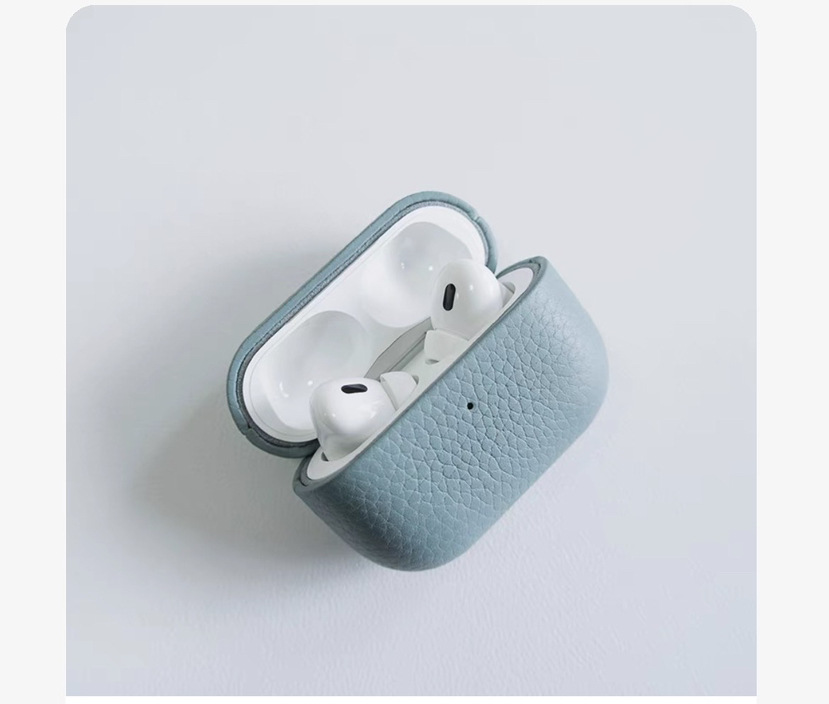 Кожаный защитный чехол Two Windows с текстурой личи для AirPods