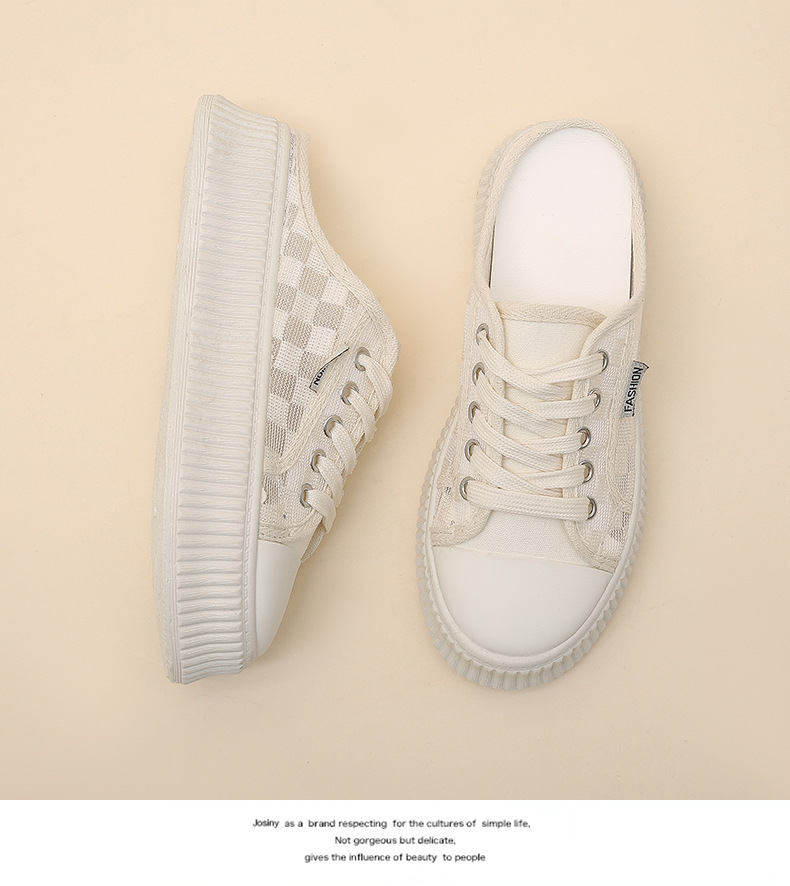 Τα γυναικεία εξωτερικά ενδύματα με διχτυωτές μύτες και μισές παντόφλες είναι μοντέρνα το καλοκαίρι του 2023, νέες χοντρές σόλες, χωρίς τακούνι και λευκά παπούτσια για τεμπέληδες_voghion.com