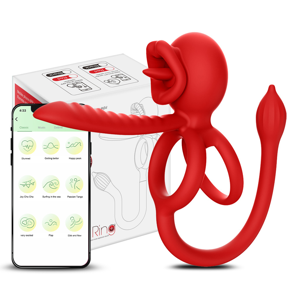 Rose APP bloqueo fino anillo de vibración de 9 frecuencias para hombres, dispositivo de masturbación impermeable silencioso, anillo de silicona de bloqueo fino, productos sexuales para adultos