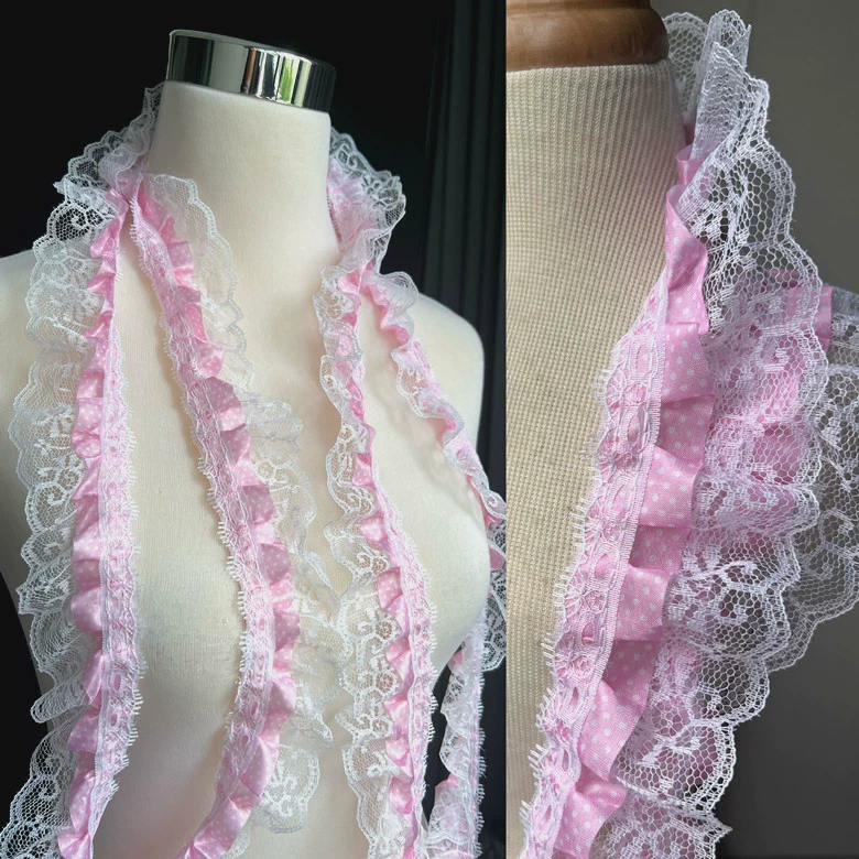 Платье из пастельно-розового pleated кружевное шириной 4,5 см, ленты, декоративные аксессуары, материал