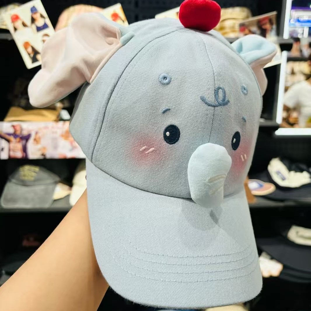 Nuevo estilo coreano lindo elefante de manzana bordado gorra de béisbol al aire libre protección solar gorra de boca de pato
