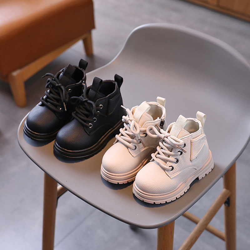Botas curtas britânicas para meninos e meninas, primavera 2024, sapatos antiderrapantes com sola macia para bebês_voghion.com