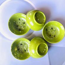 T201绿碗一元店餐具 密胺碗 美耐皿碗 绿色带花 仿瓷碗 绿饭碗