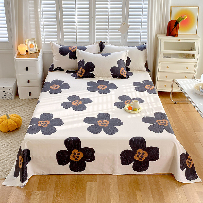 Single Piece of Pure Cotton Bed Sheet in Multi-Sizes, Printed Cartoon Full Cotton Fabric Sliding Ribbed Sheet for Single and Double Use, Student Dormitory