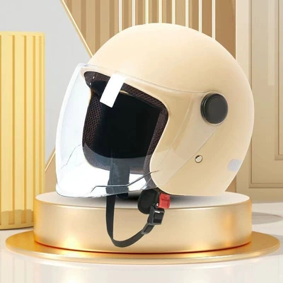 Motosiklet kaskı (dəbilqə) for Men and Women, Warm - beige-full-face-helmet-hd-long-mirror