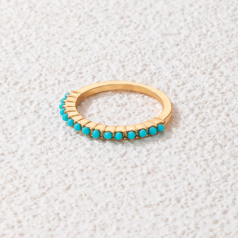 Fashion Blue Imitation Gemstone Inlaid Ring Geometric Simple Single Ring display picture 2